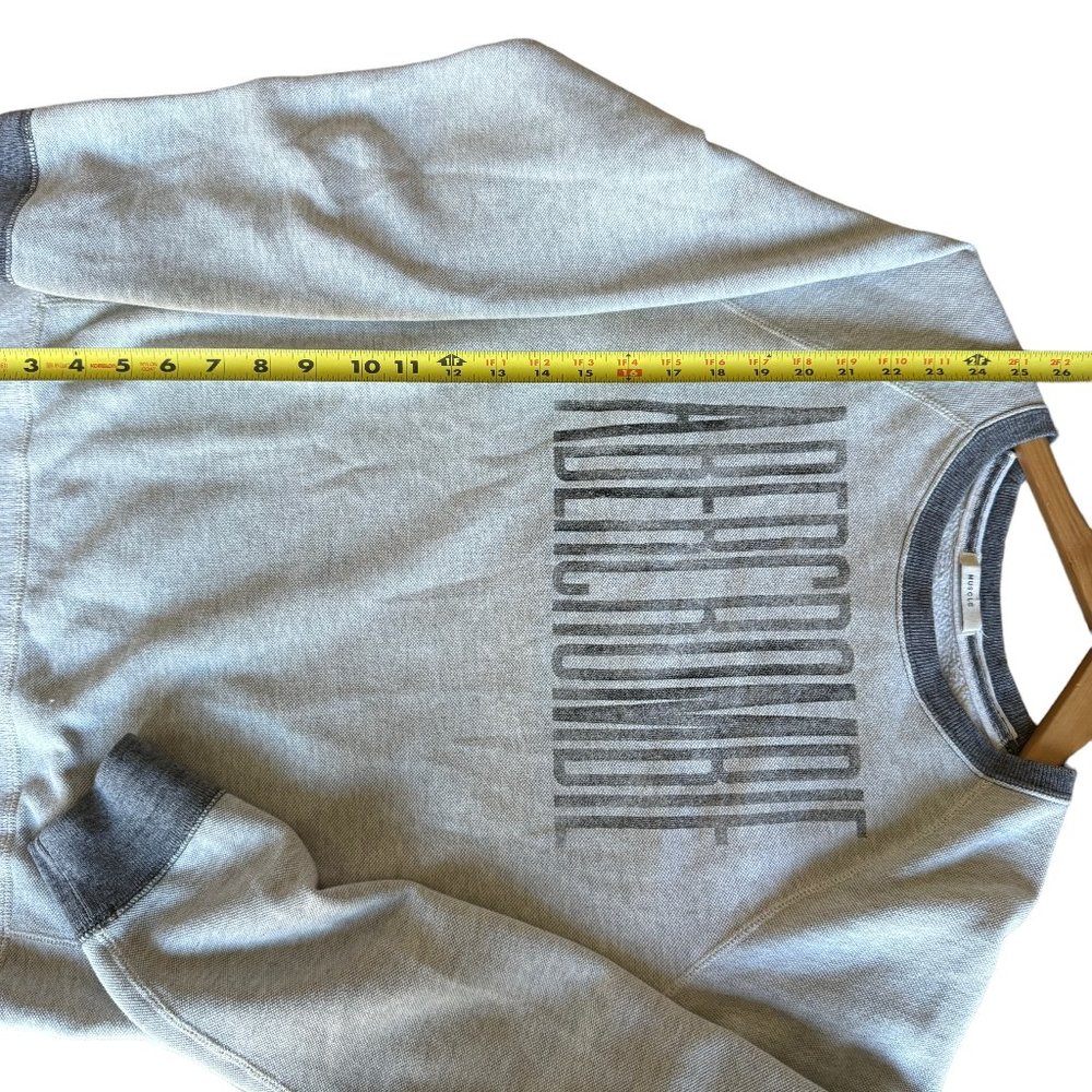 Abercrombie & Fitch Relaxed Gray Crewneck lightweight Sweatshirt Spell Out Small - Picture 12 of 15